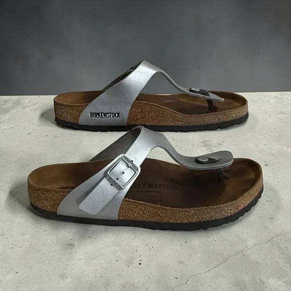 Birkenstock Silver Women’s Toe-Post Sandals! Size 9 / 9.5 / 40 (EUR) - Picture 5 of 12